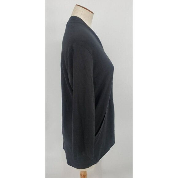 Eileen Fisher  Black 92% Tensel Open Cardigan Jacket Pockets Size S/P - Picture 9 of 13